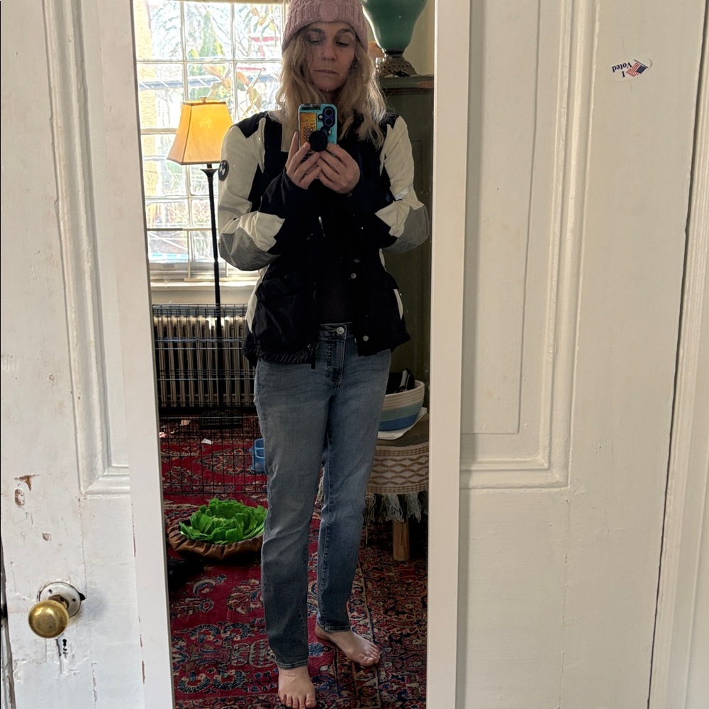 Women's Blue and White Motorcycle Jacket